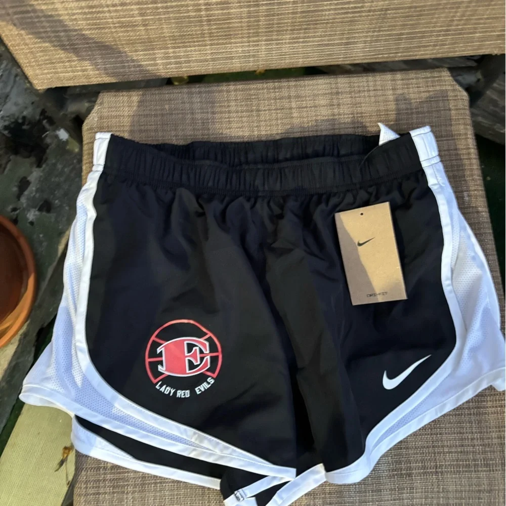 Nike Black and White Athletic Shorts with Swoosh